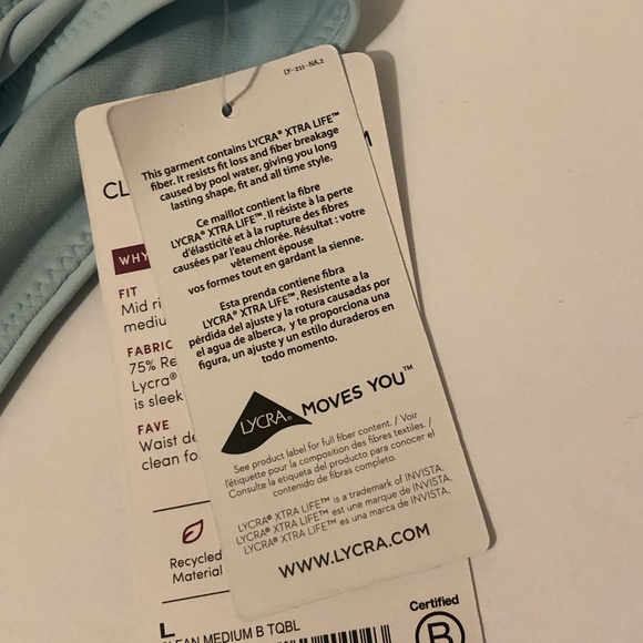 NWT Athleta Clean Medium Mid Rise Swimsuit Bottoms Light Blue Sz L - Picture 5 of 6